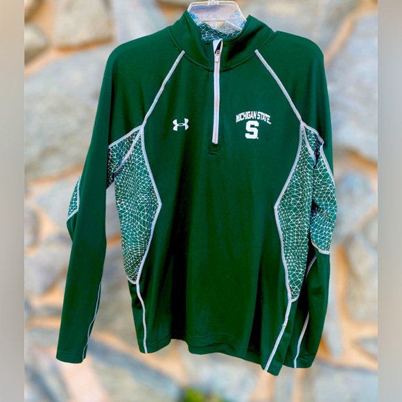 Men’s Michigan State Under Armour Heatgear 1/4 Zip Long Sleeve Pullover | Sz Med - Picture 4 of 12